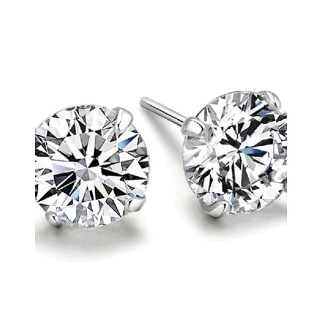  Women's Cubic Zirconia Stud Earrings Sterling Silver Zircon Silver Earrings Jewelry Silver For Wedding Party Daily Casual Sports