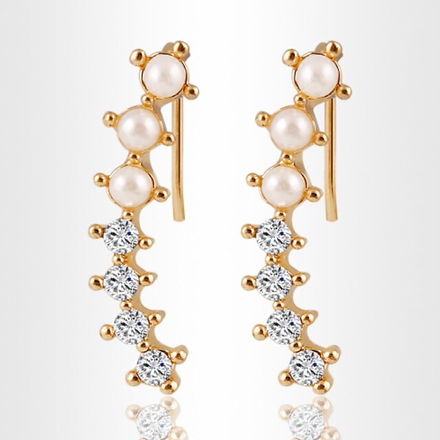  Cubic Zirconia Drop Earrings Imitation Pearl Zircon Earrings Jewelry For Wedding Party Daily Casual Sports