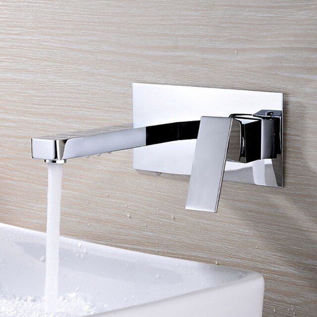  Μπάνιο βρύση νεροχύτη - Περιστρεφόμενες Χρώμιο Επιτοίχιες Δύο Τρύπες / Ενιαία Χειριστείτε δύο τρύπεςBath Taps / Ορείχαλκος