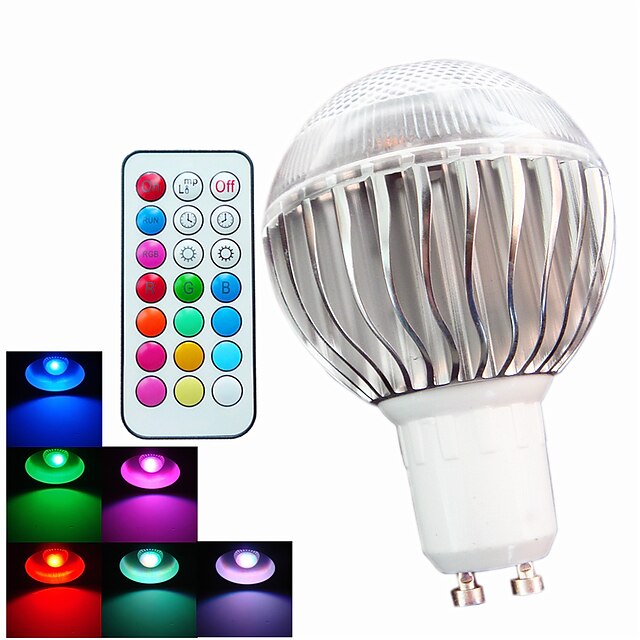  LED Λάμπες Σφαίρα 400 lm GU10 A60(A19) 3 LED χάντρες LED Υψηλης Ισχύος Με ροοστάτη Τηλεχειριζόμενο Διακοσμητικό RGB 100-240 V / 1 τμχ / RoHs