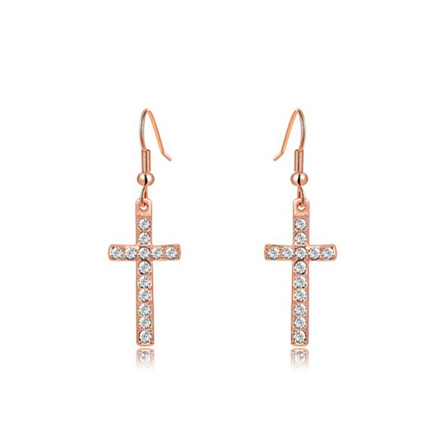  Women's Cubic Zirconia Drop Earrings Cross Luxury Cubic Zirconia Imitation Diamond Earrings Jewelry Rose Gold / Silver For