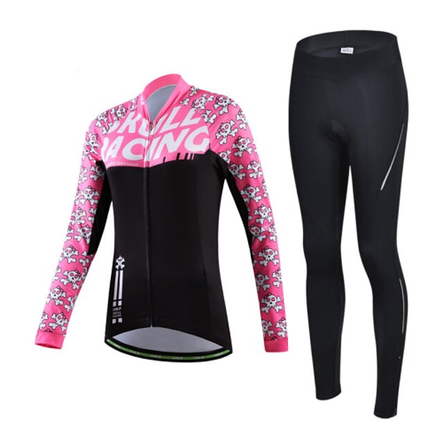  Cycling Jersey with Tights Women's Long Sleeves Bike Sleeves Jersey Clothing Suits Quick Dry Ultraviolet Resistant Breathable Soft
