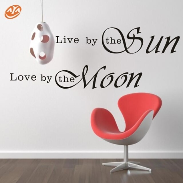  AYA™ DIY Wall Stickers Wall Decals, Live by the Sun English Words & Quotes PVC Wall Stickers