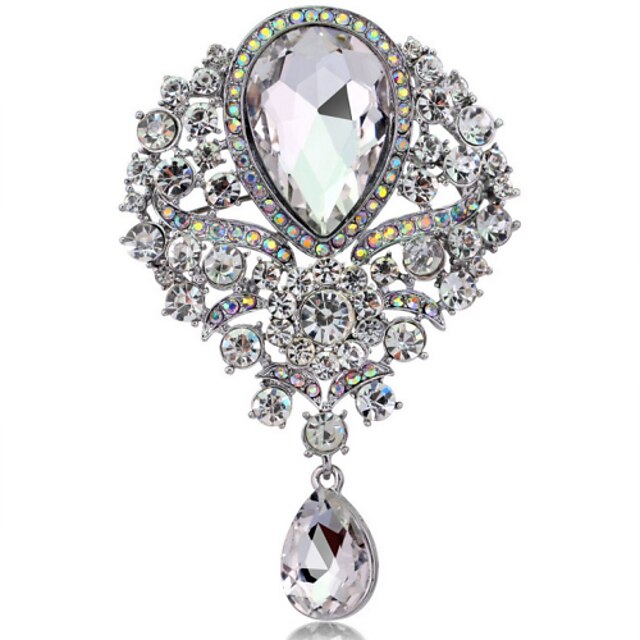 Women's Brooches Pear Cut Solitaire Party Ladies Luxury Work Fashion ...