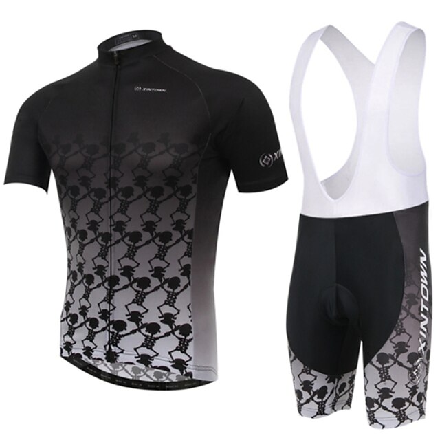  XINTOWN Short Sleeve Cycling Jersey with Bib Shorts Plaid / Checkered Bike Bib Shorts Clothing Suit Breathable 3D Pad Quick Dry Ultraviolet Resistant Sweat-wicking Winter Sports Elastane Plaid