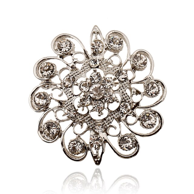  Women's - Rhinestone, Silver Plated, Imitation Diamond Luxury, European, Simple Style Brooch For Party / Daily / Casual
