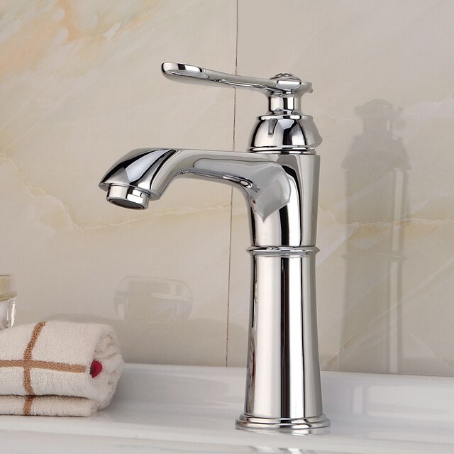  Lavandino rubinetto del bagno - Cascata Cromo Installazione centrale Uno / Una manopola Un foroBath Taps