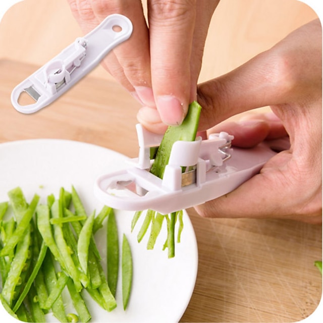  Cuisine White Green String Bean Slicer Stringer Slice Cut Cutter