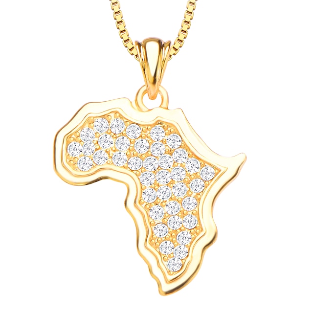 Afrika kort vedhæng smykker 18K forgyldt hvide simulerede diamant vedhæng til kvinder / 2022 – $7.69