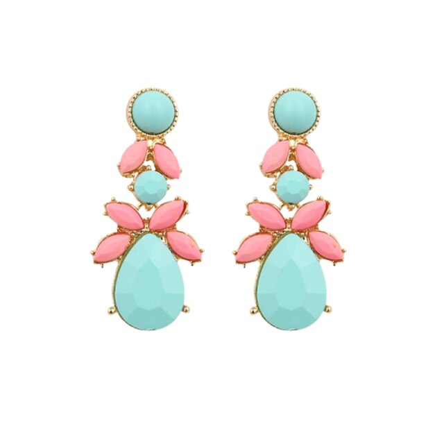  Women's Drop Earrings Luxury Resin Imitation Diamond Earrings Jewelry Pink and Green For Wedding Party Daily Casual Sports