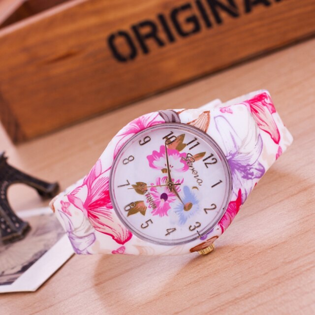  Women's Casual Watch Fashion Watch Quartz Silicone Multi-Colored Analog Flower - Pink