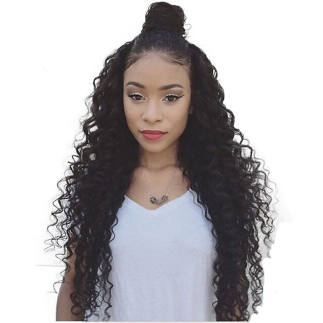  Human Hair Full Lace / Lace Front Wig Curly 130% / 150% Density Natural Hairline / African American Wig / 100% Hand Tied Short / Medium Length / Long Women's Human Hair Lace Wig