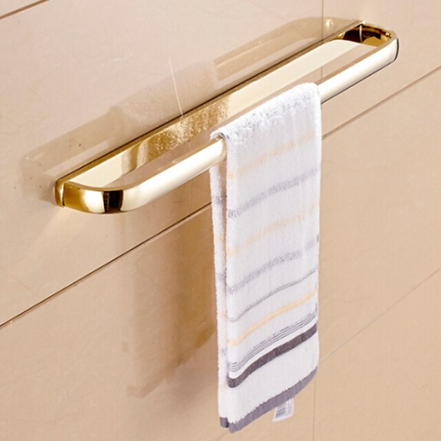  Μπάρα πετσετών σύγχρονο γυαλισμένο ορειχάλκινο υλικό μπάνιο μονή ράβδο τοίχου χρυσό 1 τμχ