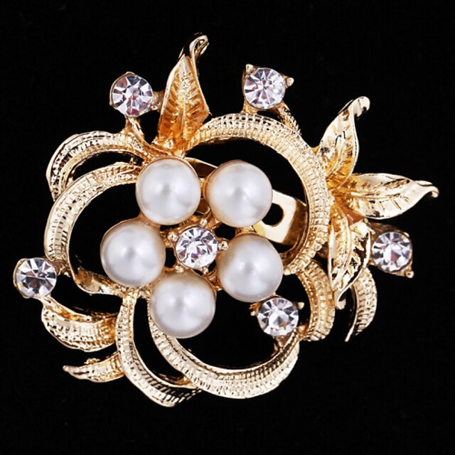  Women's Brooches Flower Ladies Party Work Casual Fashion Pearl Cubic Zirconia Brooch Jewelry Gold Silver For Wedding Party Special Occasion Anniversary Birthday Masquerade