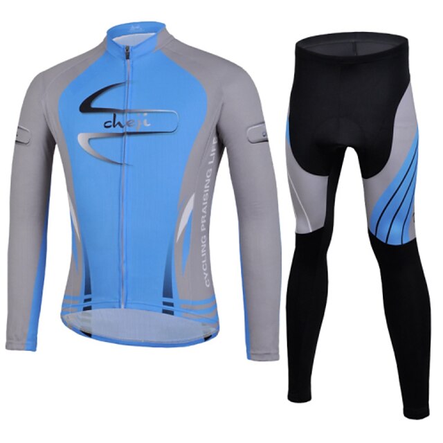  Cycling Jersey with Tights Men's Long Sleeves Bike Sleeves Jersey Clothing Suits Quick Dry Ultraviolet Resistant Breathable Soft