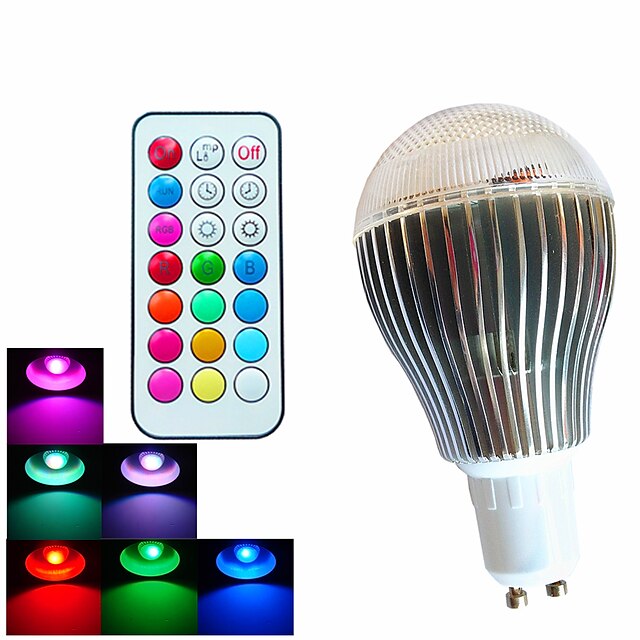  LED gömbbúrás izzók 500 lm GU10 A60(A19) 3 LED gyöngyök Nagyteljesítményű LED Tompítható Távvezérlésű Dekoratív RGB 100-240 V / 1 db. / RoHs