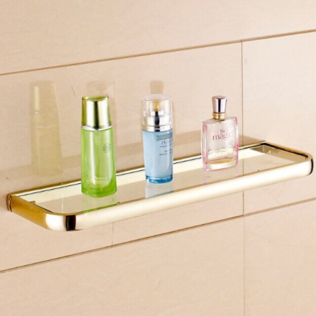  Bathroom Shelf Contemporary Brass 1 pc - Hotel bath
