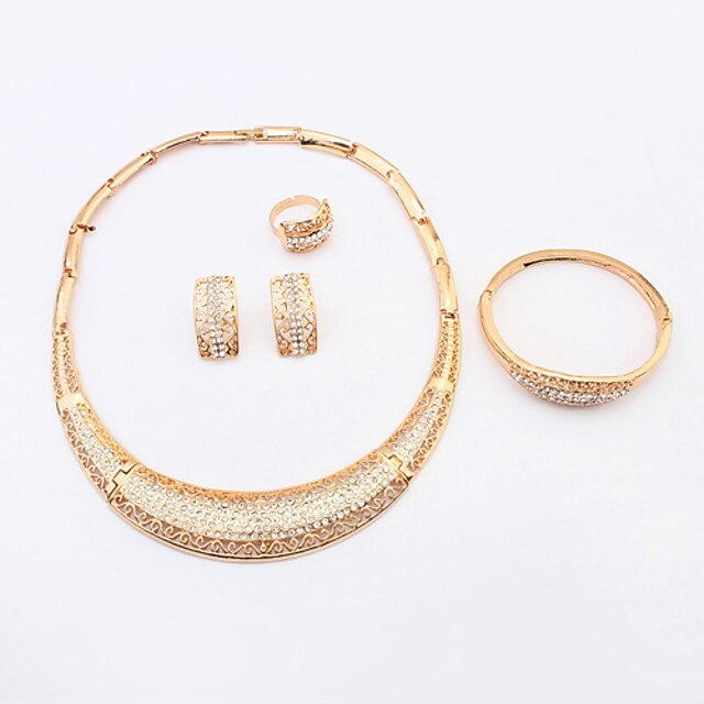  Women's Jewelry Set European Simple Style Fashion Rhinestone Earrings Jewelry For Wedding Party Daily Casual / Rings / Necklace / Bracelets & Bangles