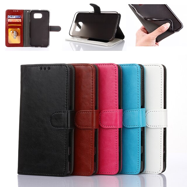  Case For Samsung Galaxy S7 edge / S7 / S6 edge Wallet / Card Holder / with Stand Full Body Cases Solid Colored PU Leather