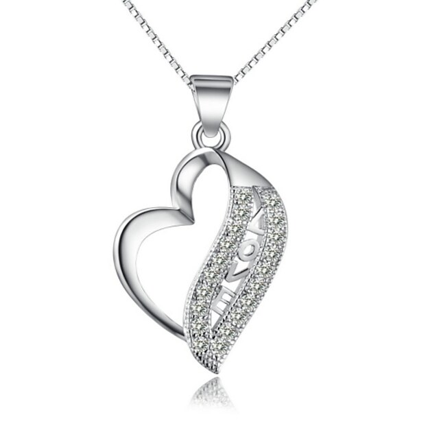  Women's Crystal Sterling Silver / Silver Pendant Necklace / Chain Necklace - Love Necklace For Wedding / Party / Daily