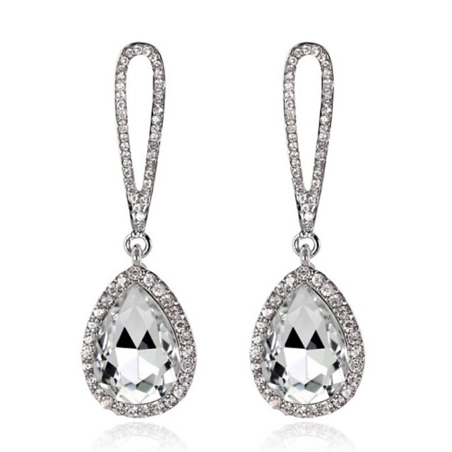 Women's Crystal Drop Earrings Cubic Zirconia Silver Earrings Jewelry Burgundy / Gold / Silver For