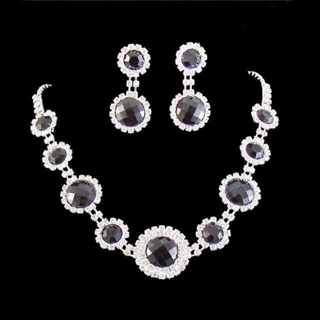  Women's Rhinestone Wedding Party Special Occasion Anniversary Birthday Engagement Gift Alloy Earrings Necklaces