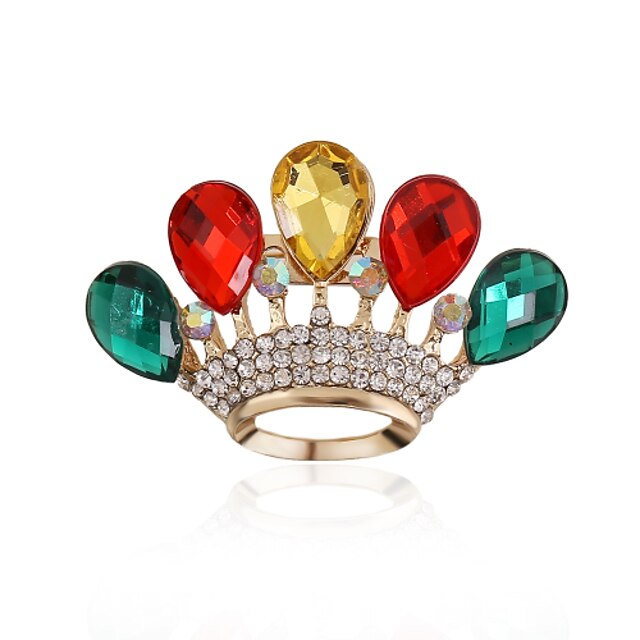  Dames Broches Strass Gesimuleerde diamant Drop Kroon Dames Luxe Europees Broche Sieraden Rood Groen Regenboog Voor Bruiloft Feest Dagelijks