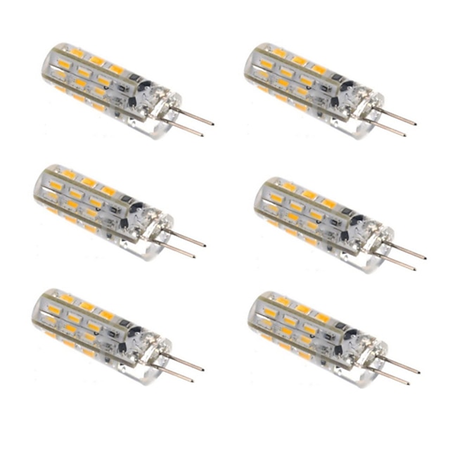  6pcs 1.5 W LED-maïslampen 100-120 lm G4 T 24 LED-kralen SMD 3014 Dimbaar Warm wit Koel wit 12 V / 6 stuks / RoHs