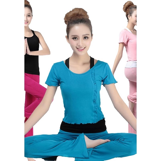  Women's Sports Classic Modal Clothing Suit Yoga Pilates Short Sleeve Activewear Breathable Softness Stretchy