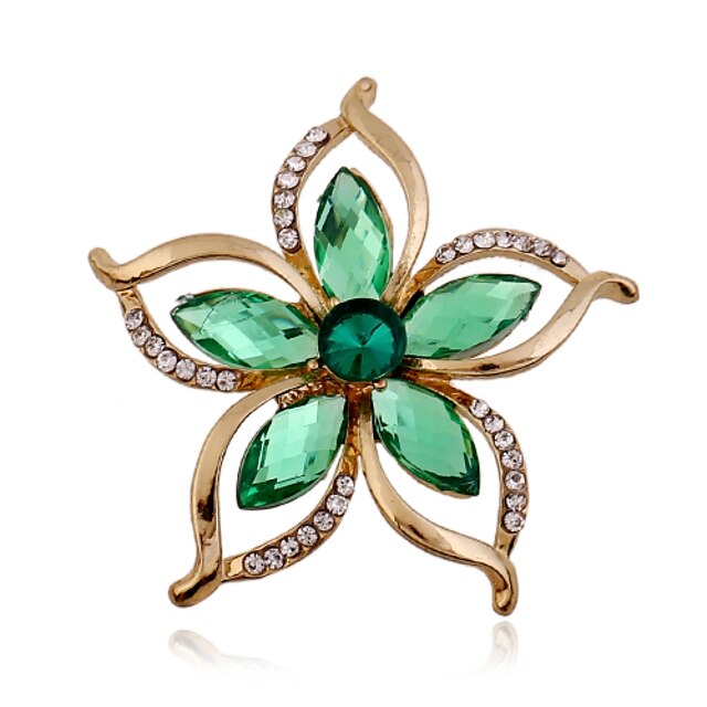  Femme Broche Coupe marquise Fleur Luxe Mode Strass Imitation de diamant Broche Bijoux Vert Pour Soirée Mariage Occasion spéciale Anniversaire Cadeau Quotidien