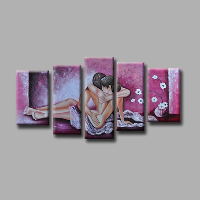  Maalattu Nude Mikä tahansa muoto, Moderni Kangas Hang-Painted öljymaalaus Kodinsisustus 5 paneeli