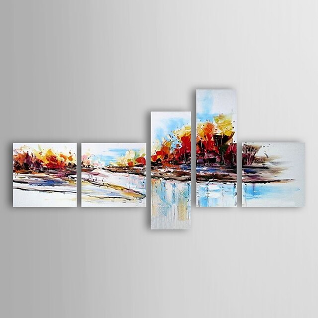  Oil Painting Abstract Landscape Set of 5 Hand Painted Canvas with Stretched Framed Ready to Hang