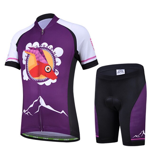  cheji® Short Sleeve Cycling Jersey with Shorts Bike Shorts Jersey Clothing Suit Breathable 3D Pad Quick Dry Ultraviolet Resistant Winter Sports Elastane Fashion Clothing Apparel / Stretchy