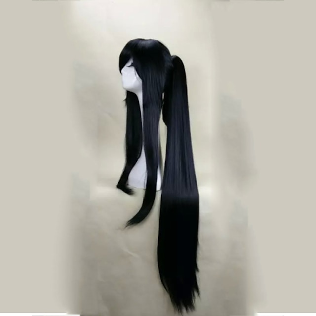  косплей костюм парик синтетический парик косплей парик прямой прямой с челкой с конским хвостом парик длинные черные синтетические волосы женские черные волосы парик для хэллоуина