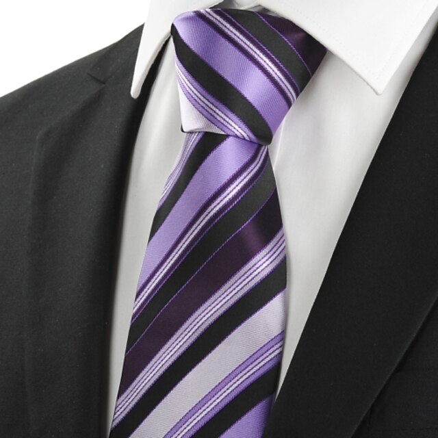  New Striped Purple Black Luxury Men Tie Necktie Wedding Party Holiday Gift #1039