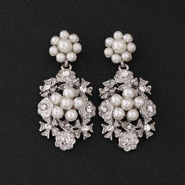  Vintage Women's  Earrings Crystal Diamond  Silver Earring For Wedding Bridal