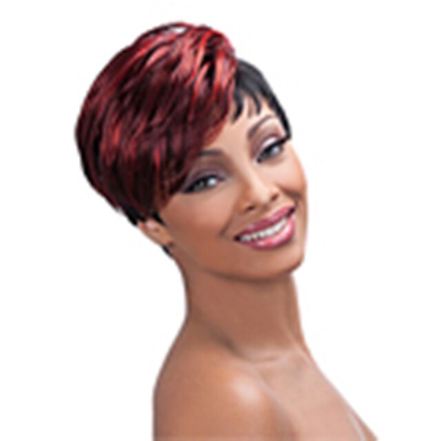  Szintetikus parókák Egyenes Egyenes Paróka Rövid Piros Szintetikus haj 6 hüvelyk Női Piros hairjoy