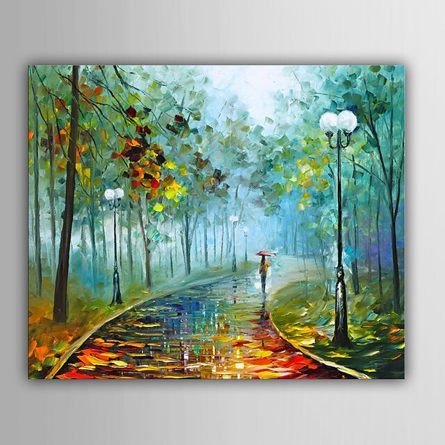  Oil Painting Hand Painted - Landscape European Style Canvas / Stretched Canvas