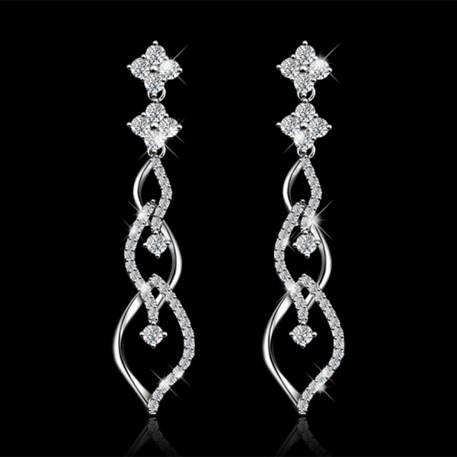  Copper Women Jewelry Fashion High Quality White Gold Plated Drop Earrings with Cubic Zirconia