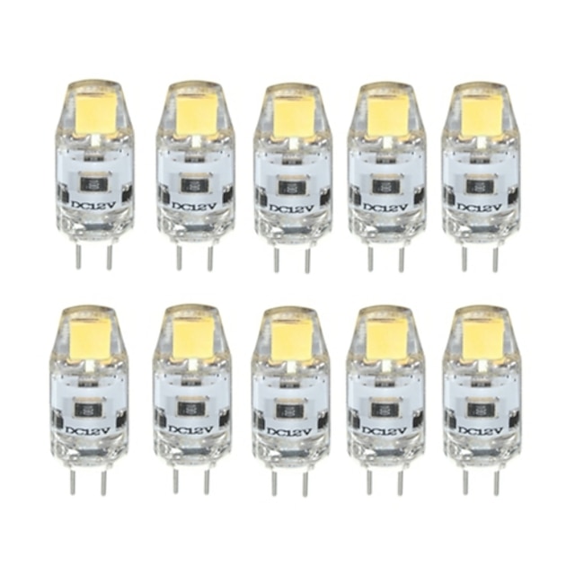  10stk 1 W LED-lamper med G-sokkel 100 lm G4 T 1 LED perler COB Mulighet for demping Varm hvit Kjølig hvit 12 V