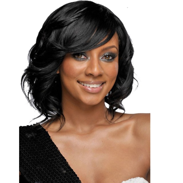  Synthetic Wig Natural Wave Natural Wave Wig Short Black Synthetic Hair Women's