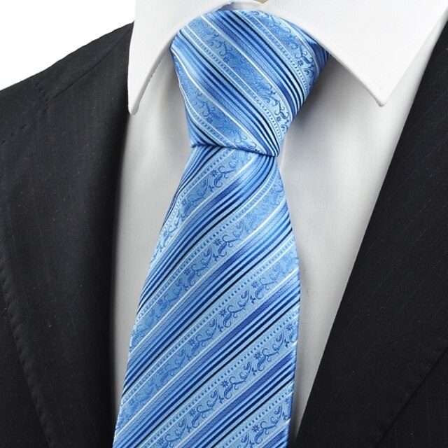  Cravate(Bleu,Polyester)Rayé