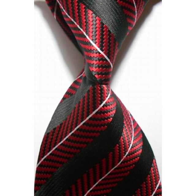  Cravate(Noir / Rouge,Polyester)Rayé
