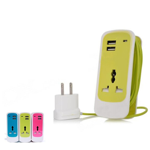  Portable 3-in-1 Travel Power Socket with Dual-USB / 1 x AC Outlet (US Plug)
