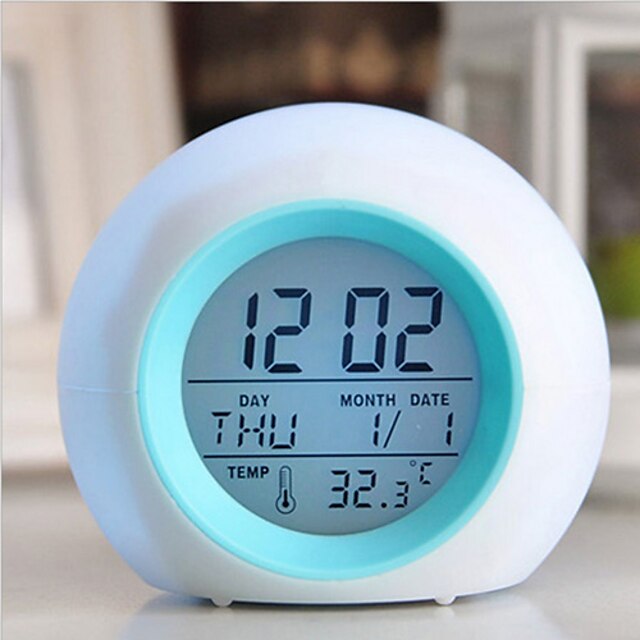  Digital LED Glowing Change Clock Alarm Thermometer with Nature Sound 10.5cm*9.5cm*9.5cm 