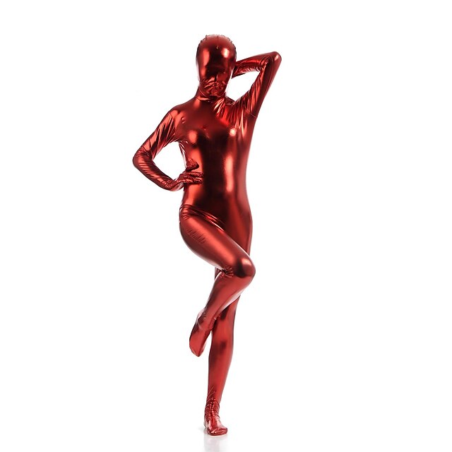  Shiny Zentai Suits Catsuit Skin Suit Ninja Adults' Spandex Cosplay Costumes Men's Women's Red Solid Colored Halloween / High Elasticity