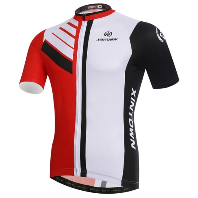  XINTOWN Men's Cycling Jersey Short Sleeve Bike Jersey Top with 3 Rear Pockets Mountain Bike MTB Road Bike Cycling Breathable Ultraviolet Resistant Quick Dry White Patchwork Elastane Lycra Sports