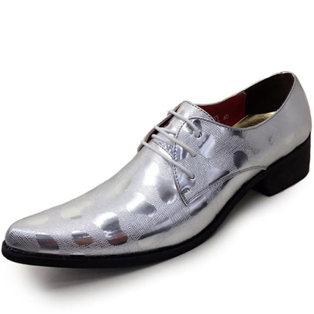  Hombre Zapatos formales Cuero Patentado Primavera / Otoño Oxfords Plata / Negro / Fiesta y Noche / Fiesta y Noche / Al aire libre / Zapatos De Vestir