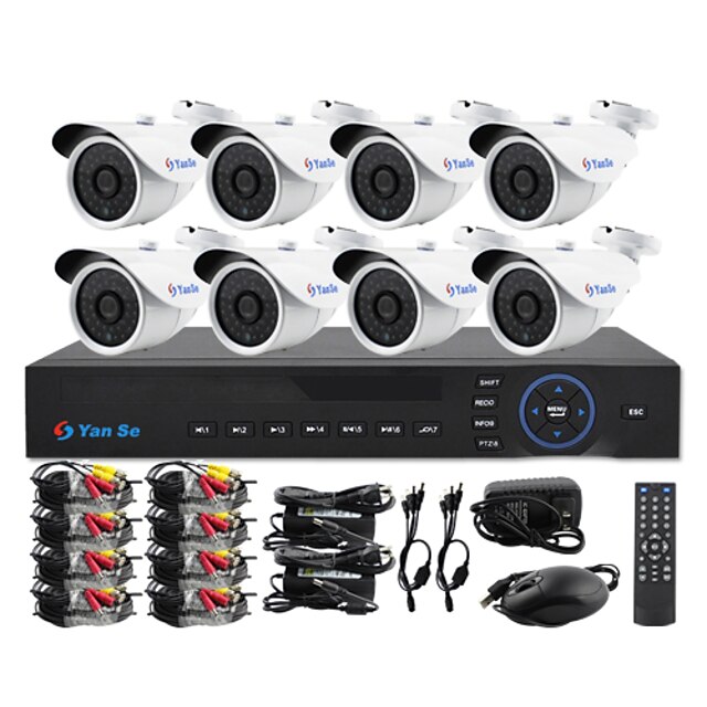  BNC / 8 Channel D1 Real Time (704*576) 8 pcs NTSC: 512 (H) x 492 (V) / PAL: 512 (H) x 582 (V) Bullet 25M No