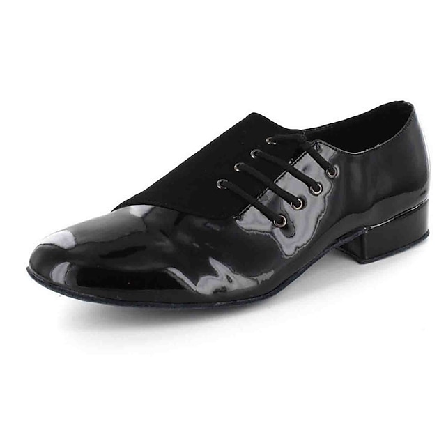 Men's Modern Leatherette Flat Practice Lace-up Flat Heel Black Customizable